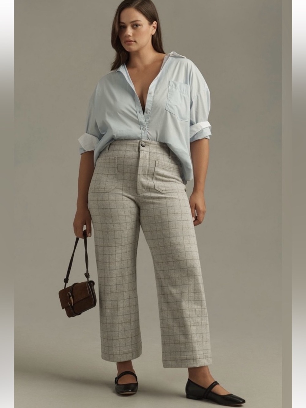 Maeve Anthropologie The Colette Wide Leg Crop Plaid Pants Size 31P Fits 32x25